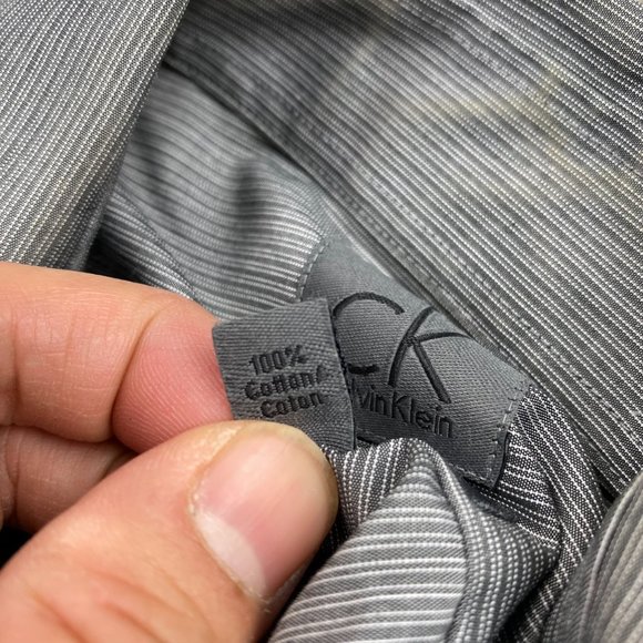 CK Calvin Klein Shirt Men Size 15.5 32/33 Gray Button Up Slim Fit Non-Iron Mens - Picture 8 of 11